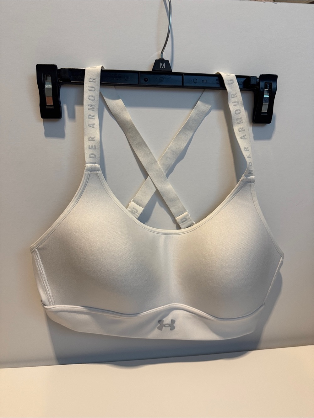Under Armour White Cross-Back Light Support Sports Bra